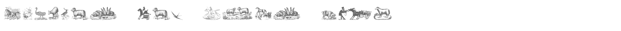 Sample characters Animals Old Cuts Two Font